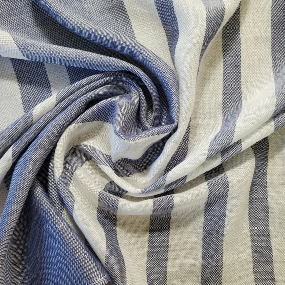 Isaac Mizrahi 72x44 Wrap Shawl Scarf Blue White Swim CoverUp Lightweight Stripe